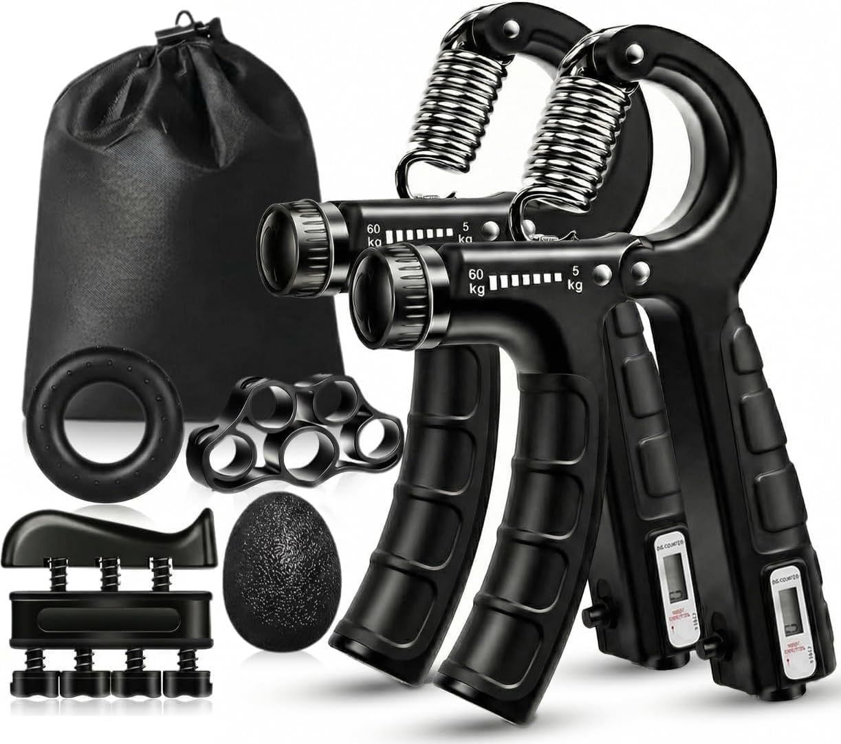 6-Piece Grip Strength Trainer Set, Hand, Finger & Forearm Exercise Equipment for Strength Training
