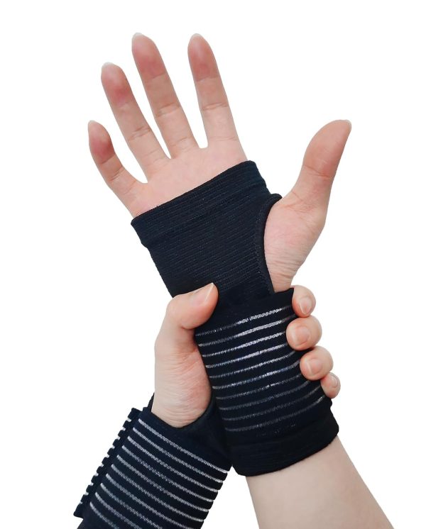 2-Pack Adjustable Wrist Braces, Breathable Compression Wrist Supports with Wraparound Straps for Men & Women