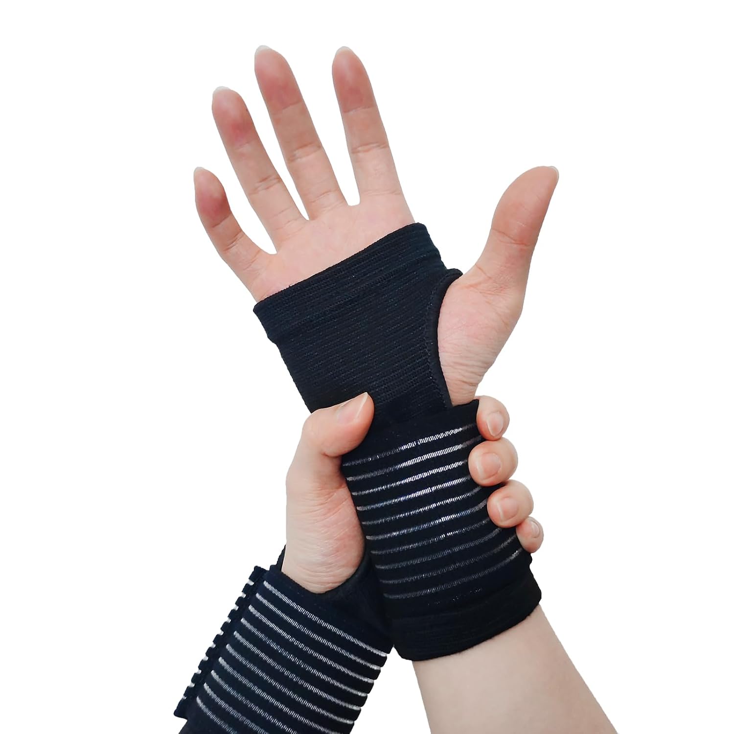 2-Pack Adjustable Wrist Braces, Breathable Compression Wrist Supports with Wraparound Straps for Men & Women