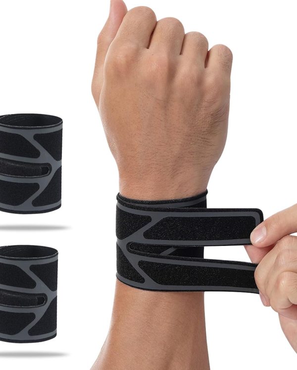 2-Pack Wrist Braces for Right & Left Hands, Ultra-Thin Adjustable Compression Wrist Bands for Sports & Weightlifting