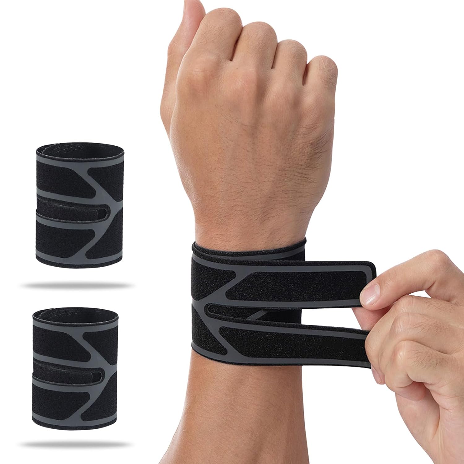 2-Pack Wrist Braces for Right & Left Hands, Ultra-Thin Adjustable Compression Wrist Bands for Sports & Weightlifting