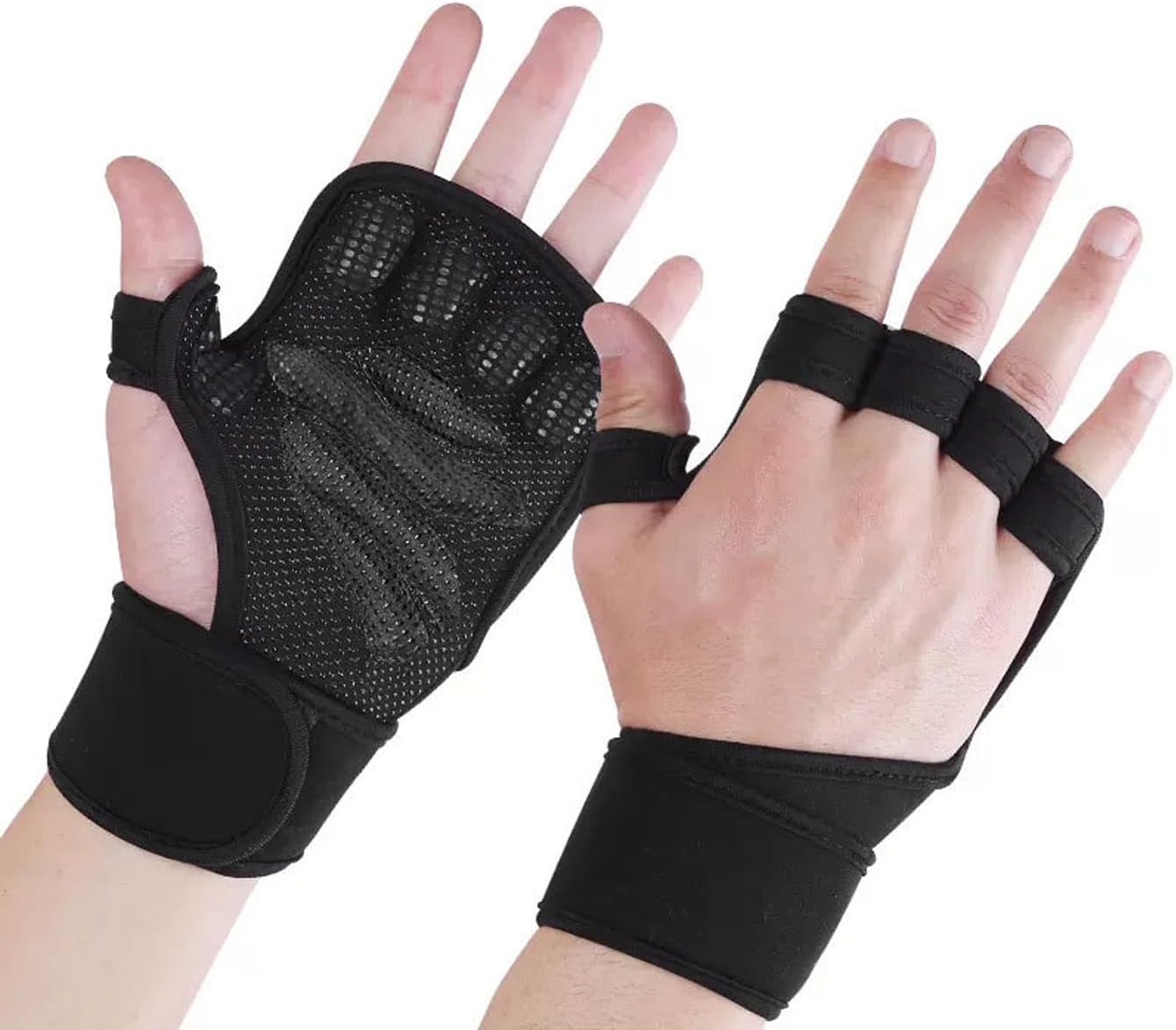 Weight Lifting Gloves with Wrist Wraps, Adjustable Gym Gloves for Men & Women, Grip Support for Strength Training