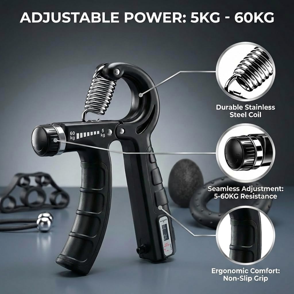 6-Piece Grip Strength Trainer Set, Hand, Finger & Forearm Exercise Equipment for Strength Training