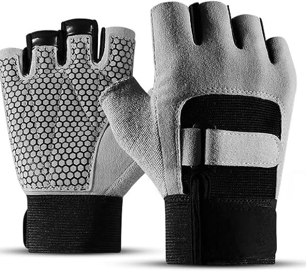 Workout Gloves for Men & Women, Dual Adjustable Strap Weight Lifting Gloves with Silicone Anti-Slip Grip for Gym Training