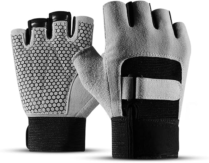 Workout Gloves for Men & Women, Dual Adjustable Strap Weight Lifting Gloves with Silicone Anti-Slip Grip for Gym Training