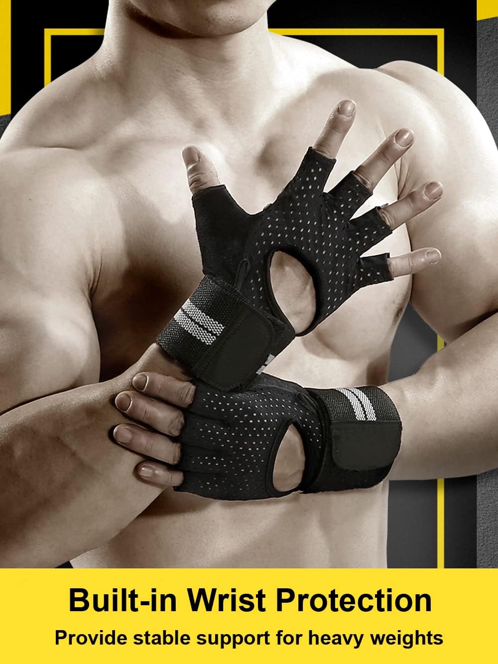 Breathable Weightlifting Gym Gloves for Men & Women, Anti-Slip Exercise Gloves with Adjustable Wrist Support & Full Palm Coverage