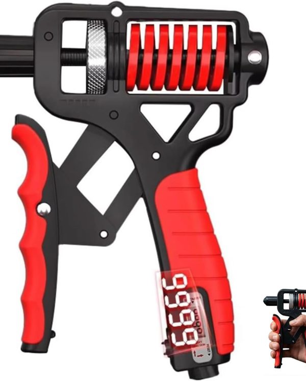 Adjustable 15-400 Lb Electronic Grip Strength Trainer, Alloy Frame with Non-Slip TPR Handles for Hand & Forearm Training