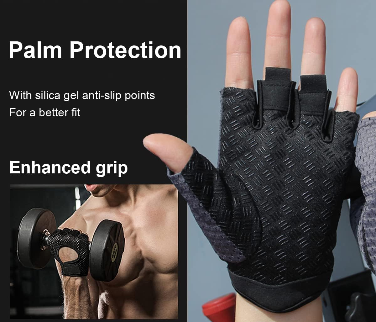 Breathable Gym Workout Gloves for Men & Women, Anti-Slip Fitness Gloves for Weightlifting, Cycling & Training
