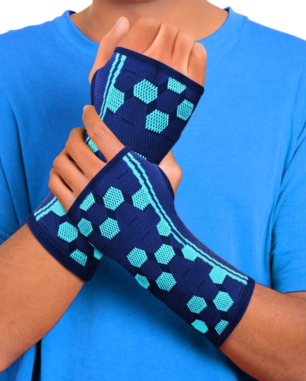 Pair of Wrist Compression Sleeves, Breathable Wrist Support Braces for Sports, Fitness & Everyday Activities