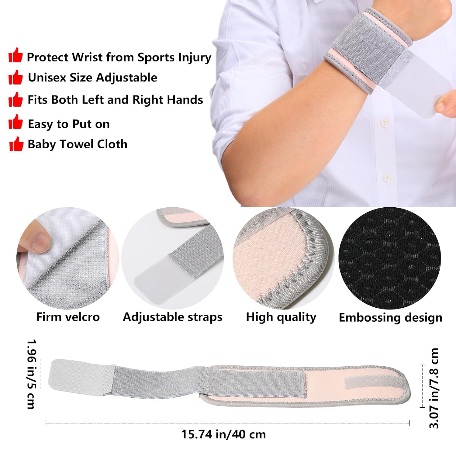 2-Pack Adjustable Wrist Wraps, Elastic Wrist Support Bands for Yoga, Fitness, Sports & Weightlifting