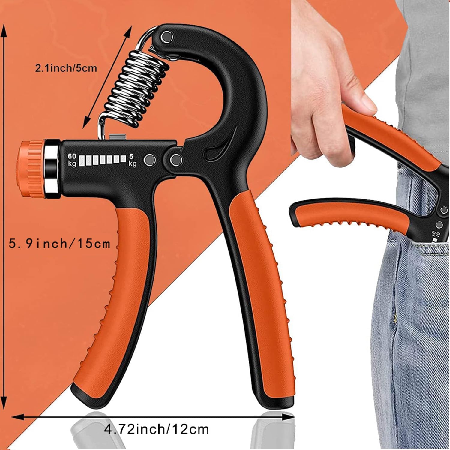 2-Pack Adjustable Grip Strengtheners, 5-60 Kg Resistance Hand, Forearm, Wrist & Finger Exercise Trainers