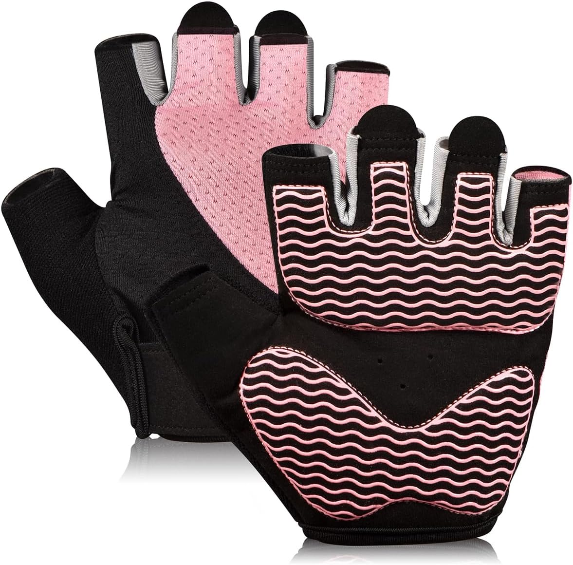 Breathable Workout Gloves for Women, Non-Slip Silicone Padded Fingerless Gloves for Cycling, Rowing, Pull Ups & Fitness Training