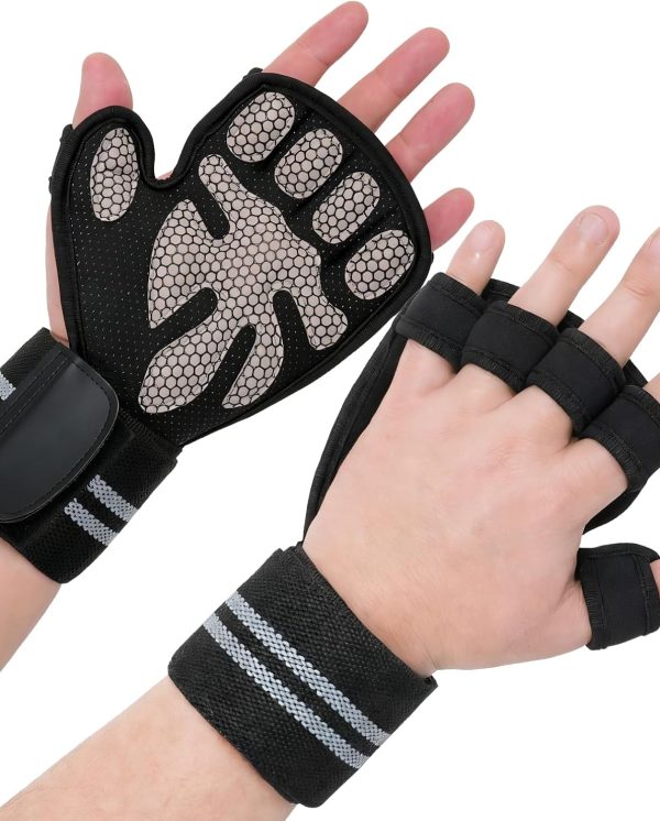 Workout Gloves with Wrist Wraps for Men & Women, Breathable Weight Lifting Gloves with Ventilated Design for Gym & Cross Training