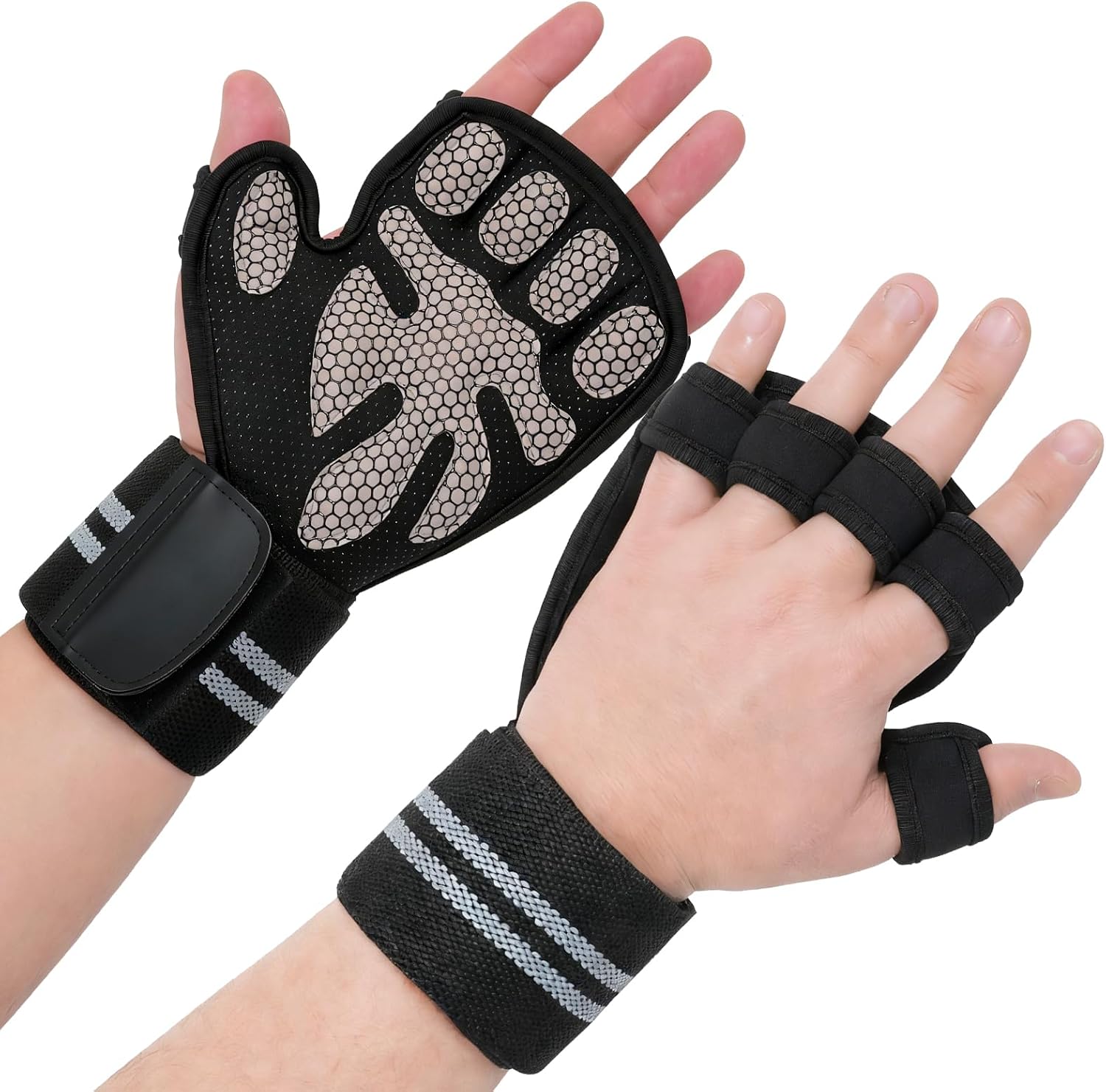 Workout Gloves with Wrist Wraps for Men & Women, Breathable Weight Lifting Gloves with Ventilated Design for Gym & Cross Training