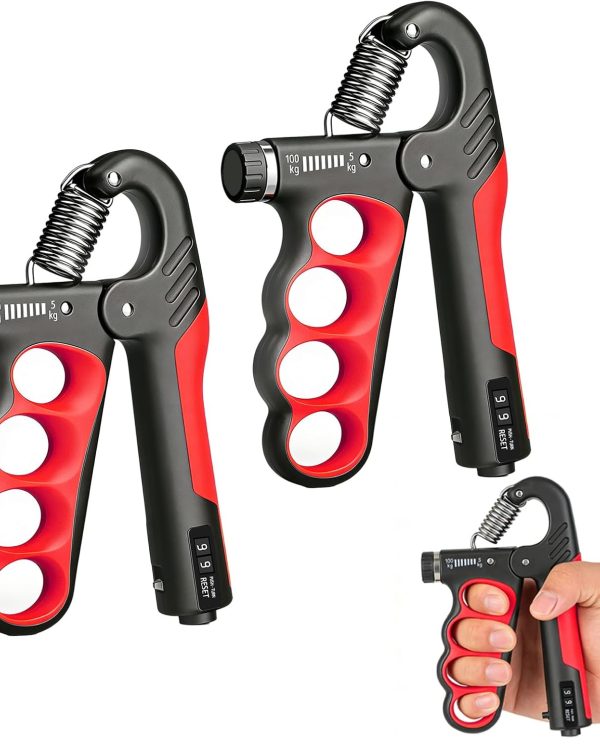 Adjustable Hand Gripper Strengthener, 11-220 Lbs Resistance with Counter, Forearm & Hand Exercise Trainer