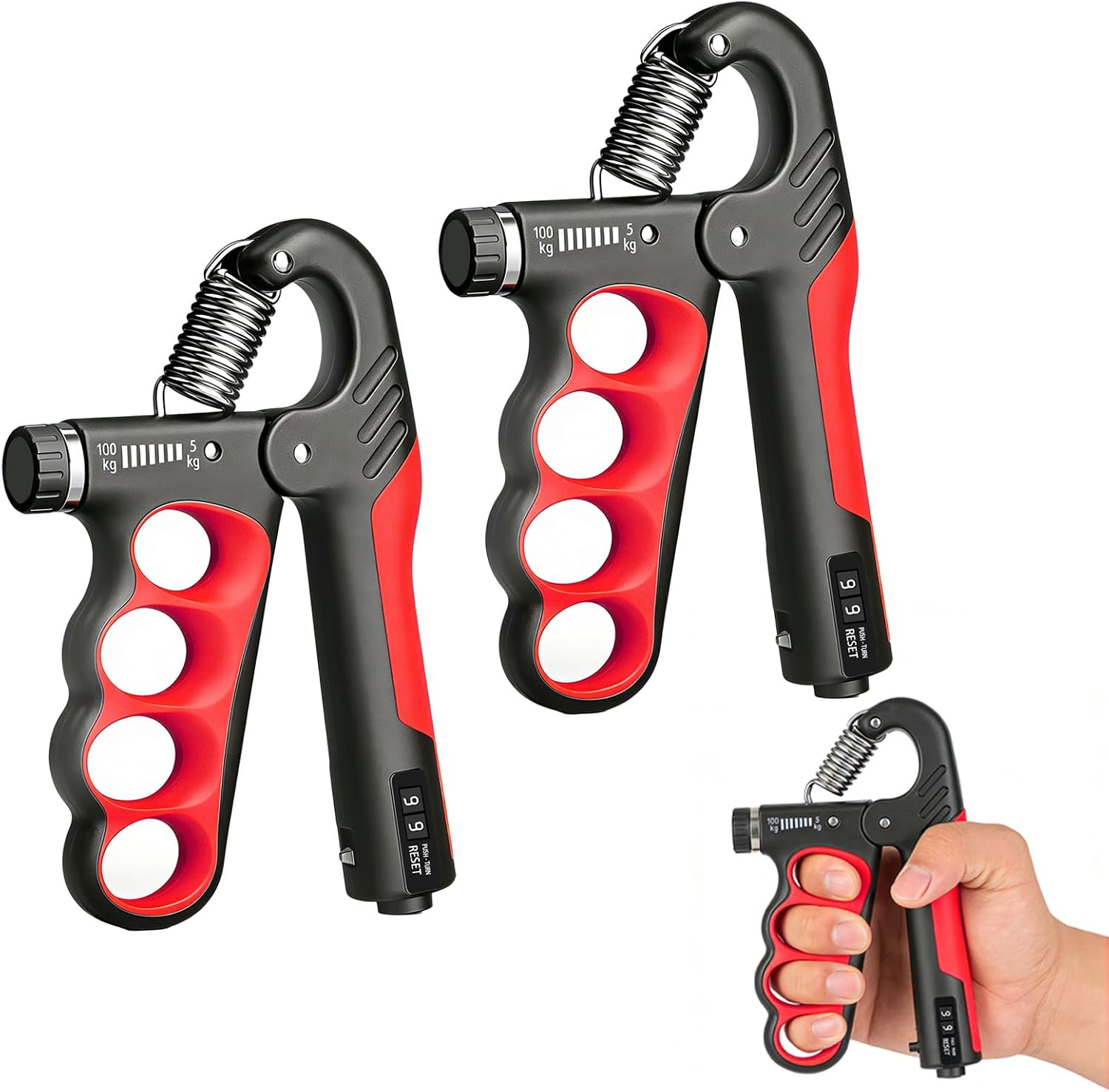 Adjustable Hand Gripper Strengthener, 11-220 Lbs Resistance with Counter, Forearm & Hand Exercise Trainer