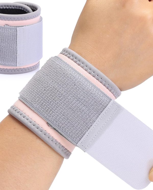 2-Pack Adjustable Wrist Wraps, Elastic Wrist Support Bands for Yoga, Fitness, Sports & Weightlifting