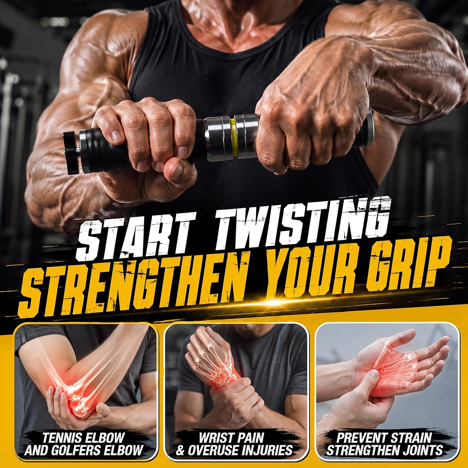 3-in-1 Grip Strength Trainer, Adjustable Hand & Forearm Exerciser with 0-120 Kg Resistance