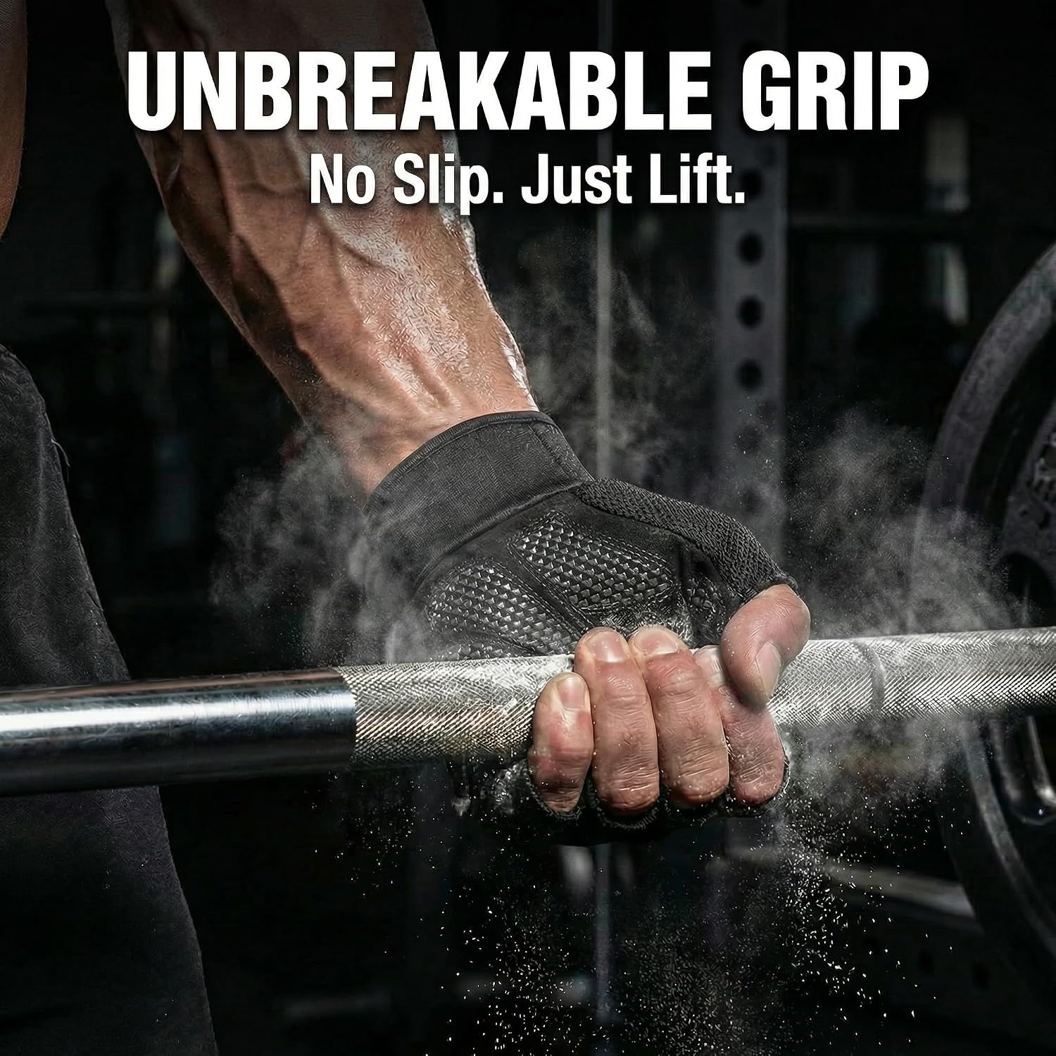 Weight Lifting Gloves with Extended Wrist Support, High-Grip Silicone Padded Fingerless Gym Gloves for Men & Women