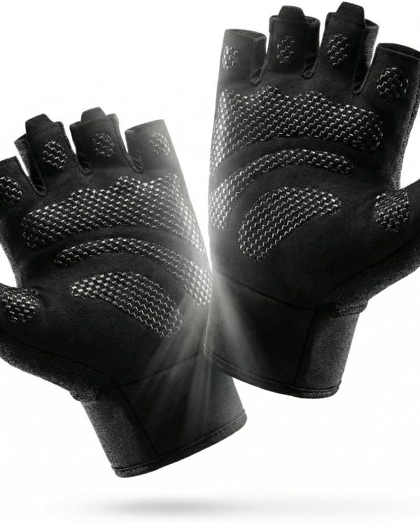 Weight Lifting Gloves with Extended Wrist Support, High-Grip Silicone Padded Fingerless Gym Gloves for Men & Women