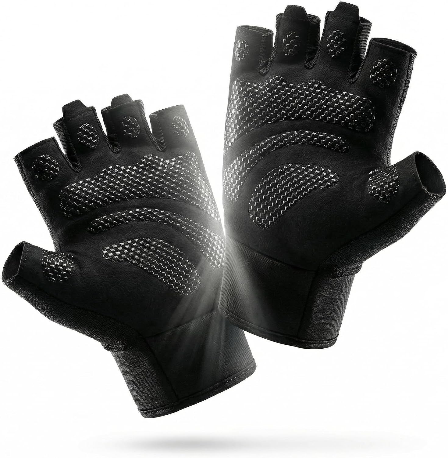 Weight Lifting Gloves with Extended Wrist Support, High-Grip Silicone Padded Fingerless Gym Gloves for Men & Women