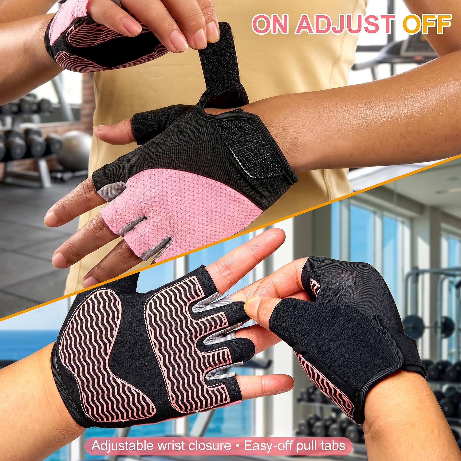 Breathable Workout Gloves for Women, Non-Slip Silicone Padded Fingerless Gloves for Cycling, Rowing, Pull Ups & Fitness Training