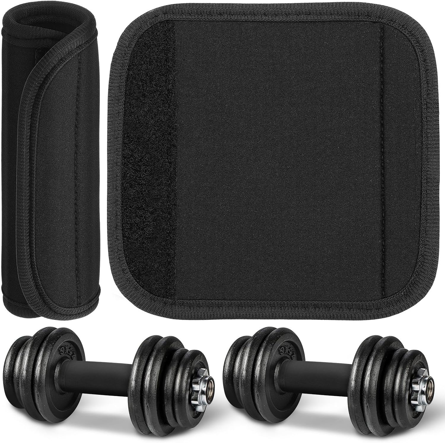 2-Pack Barbell & Dumbbell Grip Pads, Anti-Slip Neoprene Handle Covers for Gym & Strength Training